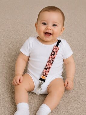 ULUBULU Baby Pacifier Clip Mustache Glasses Red